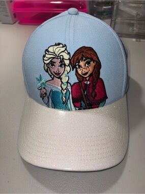 Disney Frozen Girls Light Blue and White Elsa Anna Baseball Cap